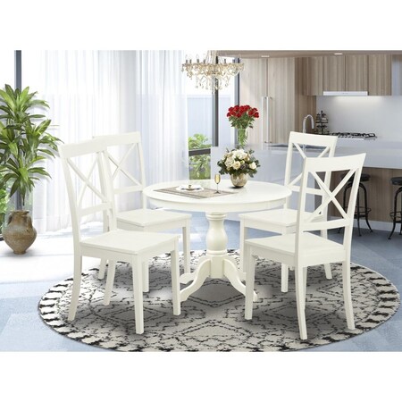 East West Furniture 5 Piece Hartland Kitchen Furniture Set - Linen White HBBO5-LWH-W